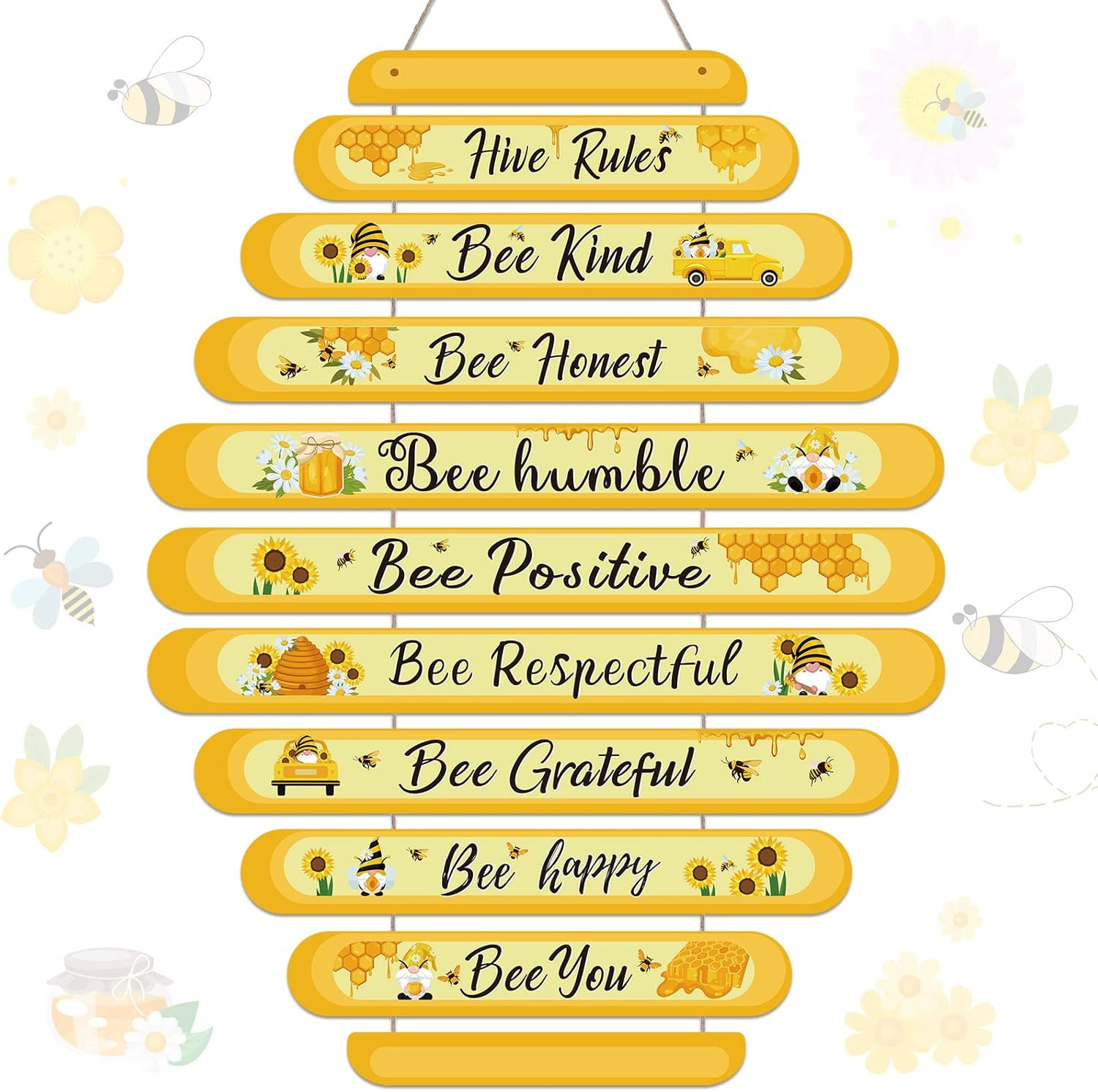 Bee Decor Sign Hive Rules Decorations Plaque Spring Wall Decor Daisy Honey Bee S