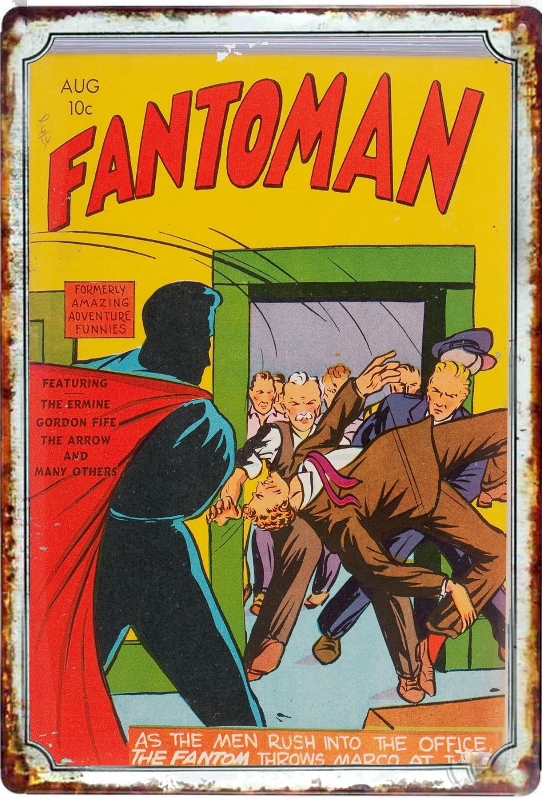 Fantoman Hero Comic Book Cover Vintage Metal Tin Sign up to 12 x 18