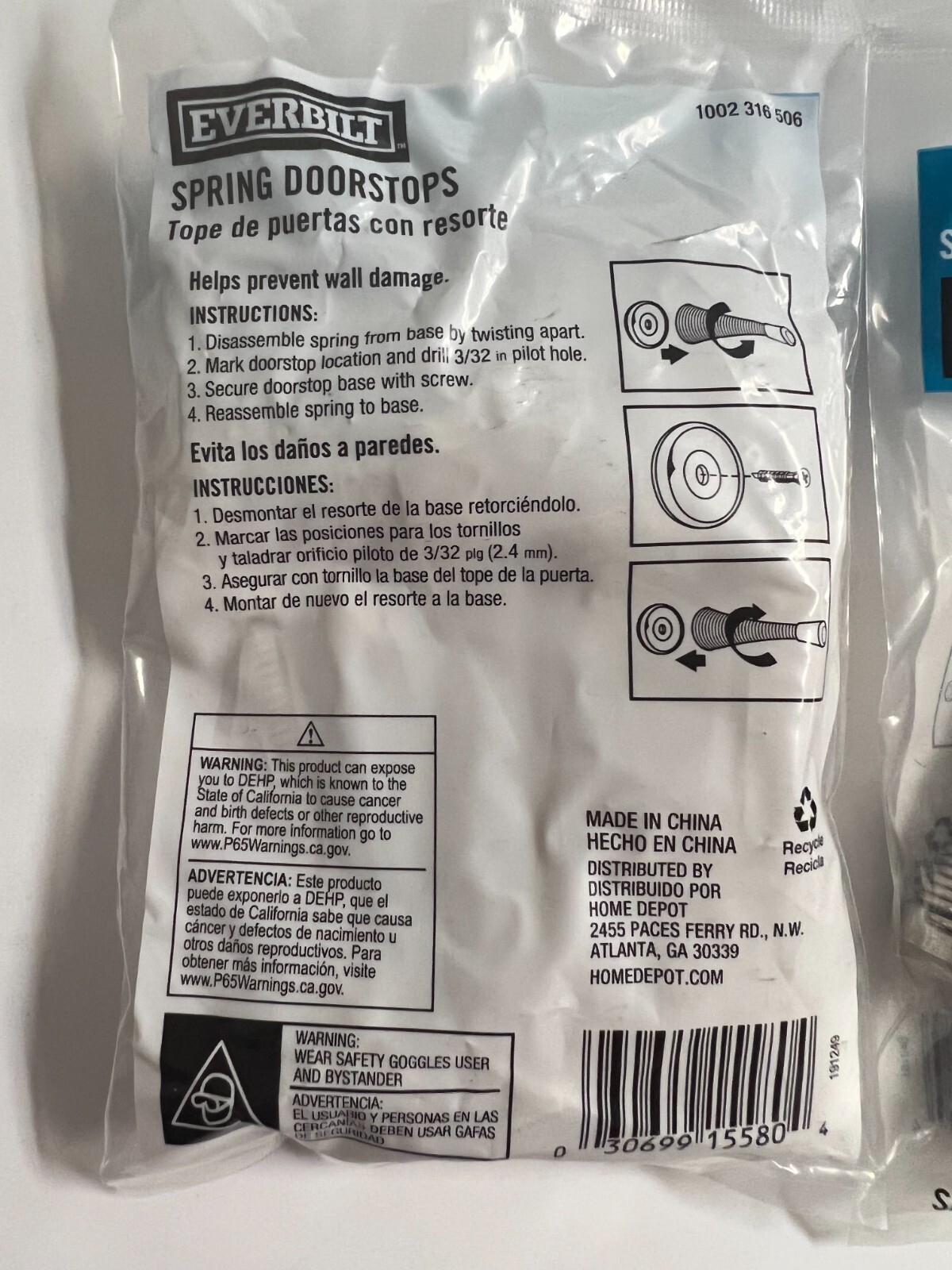 10 Pack Everbilt Spring Door Stops, Satin Nickel, Steel 15580