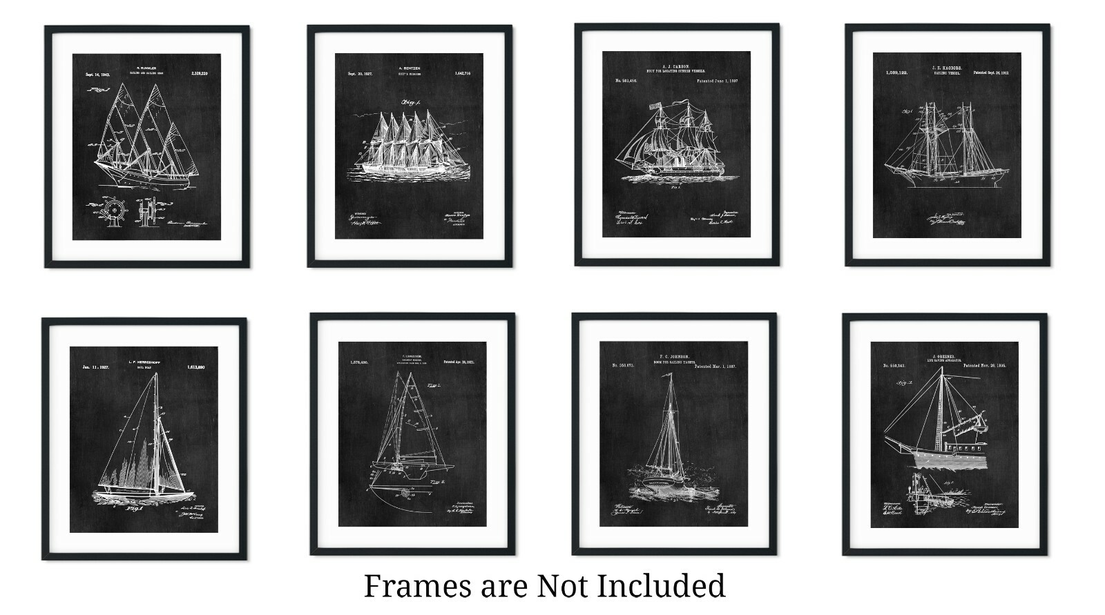 Sailboat Decor Wall Art Sailing Gifts Sail Boat Set of 8 (8×10) Patent Prints