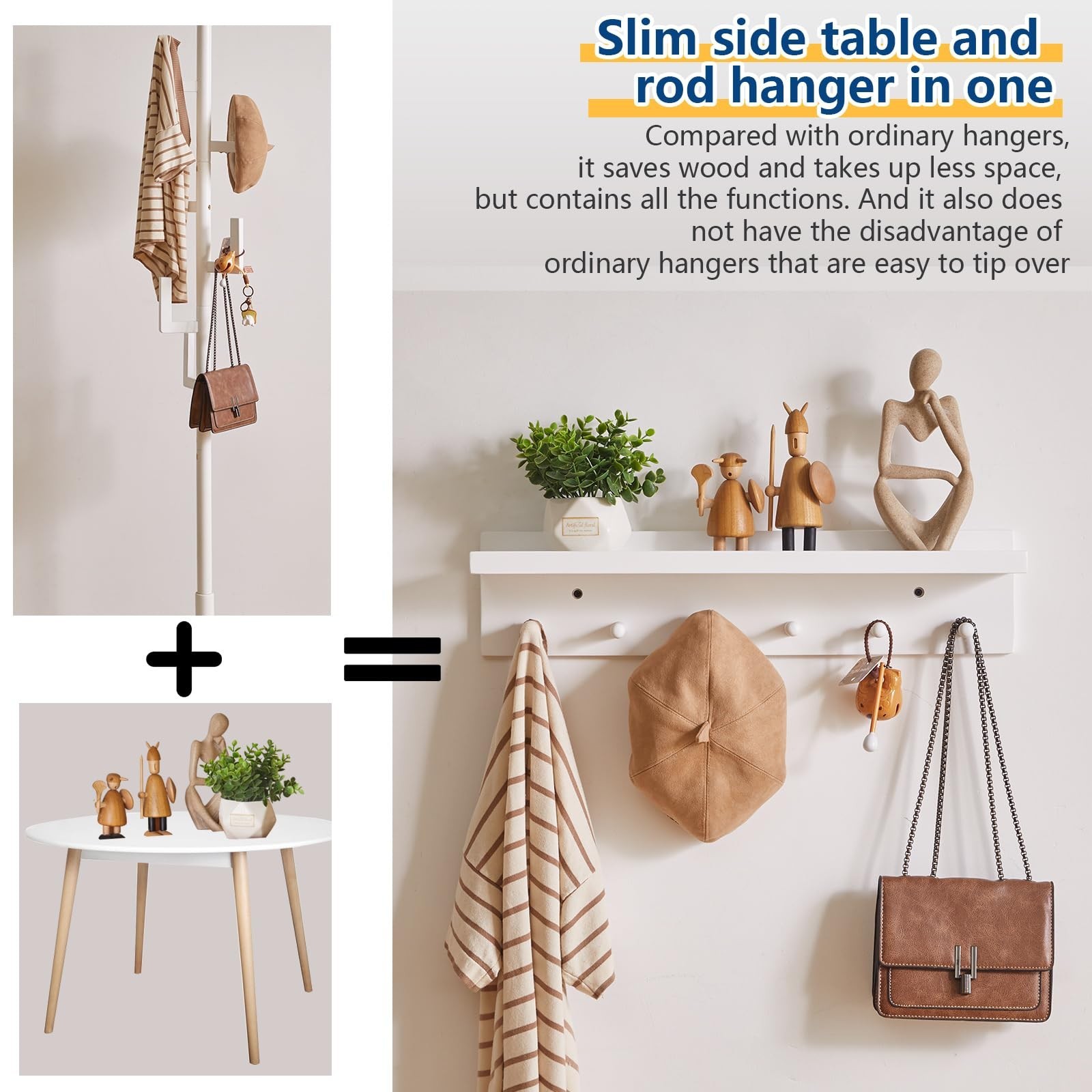 Wood Coat Hook with Wall-Mounted Shelf, 23.62in Entryway Wall Hanging Shelf, …