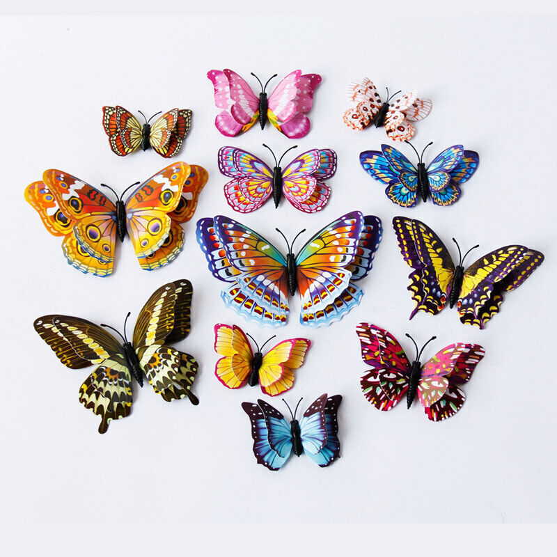 12Pcs 3D Butterfly Glow in The Dark Decal Wall Magnetic Sticker Home Decor Hot