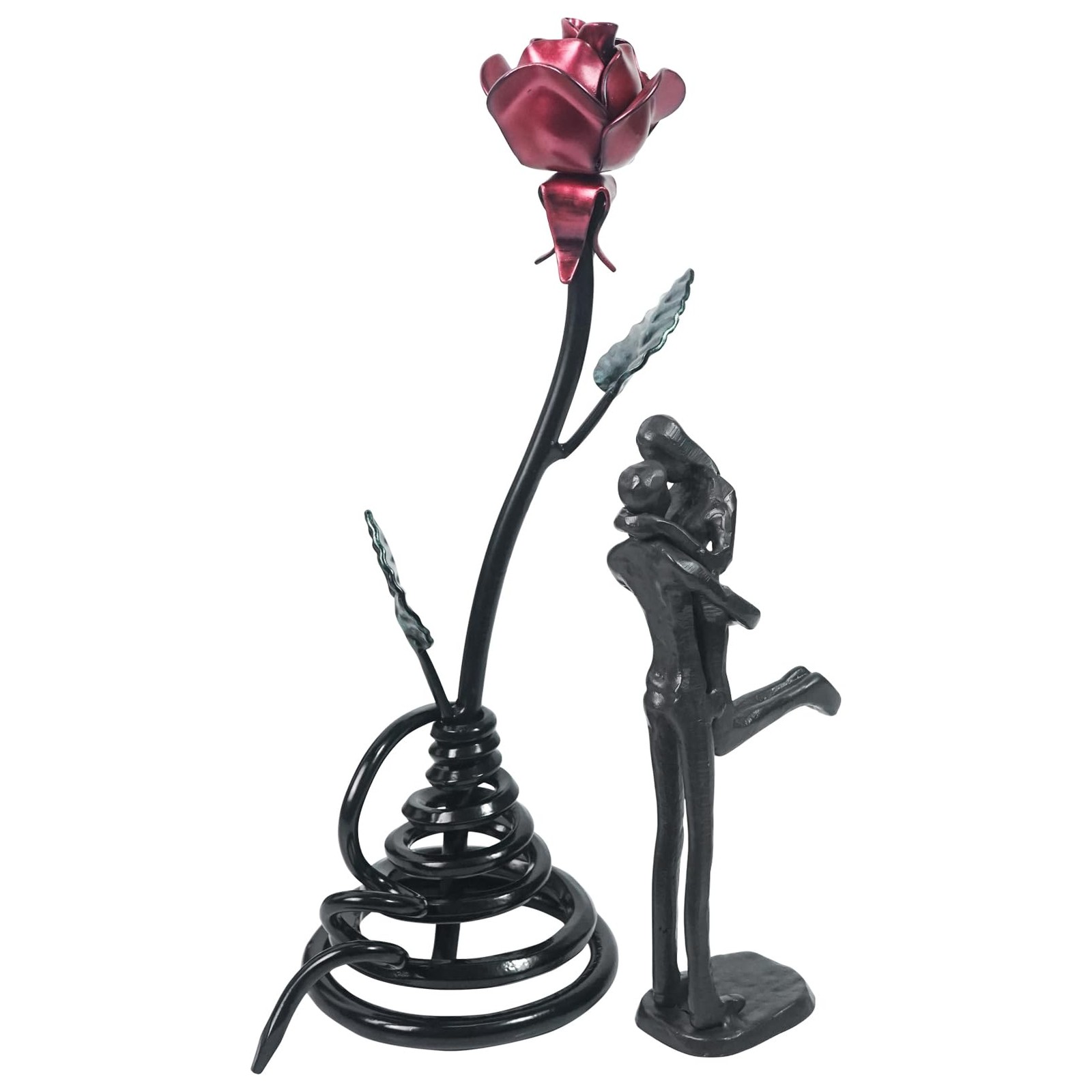 Iron Anniversary Couple Gifts, Romantic Statue & Metal Rose, 6th, 17th, 25th,…