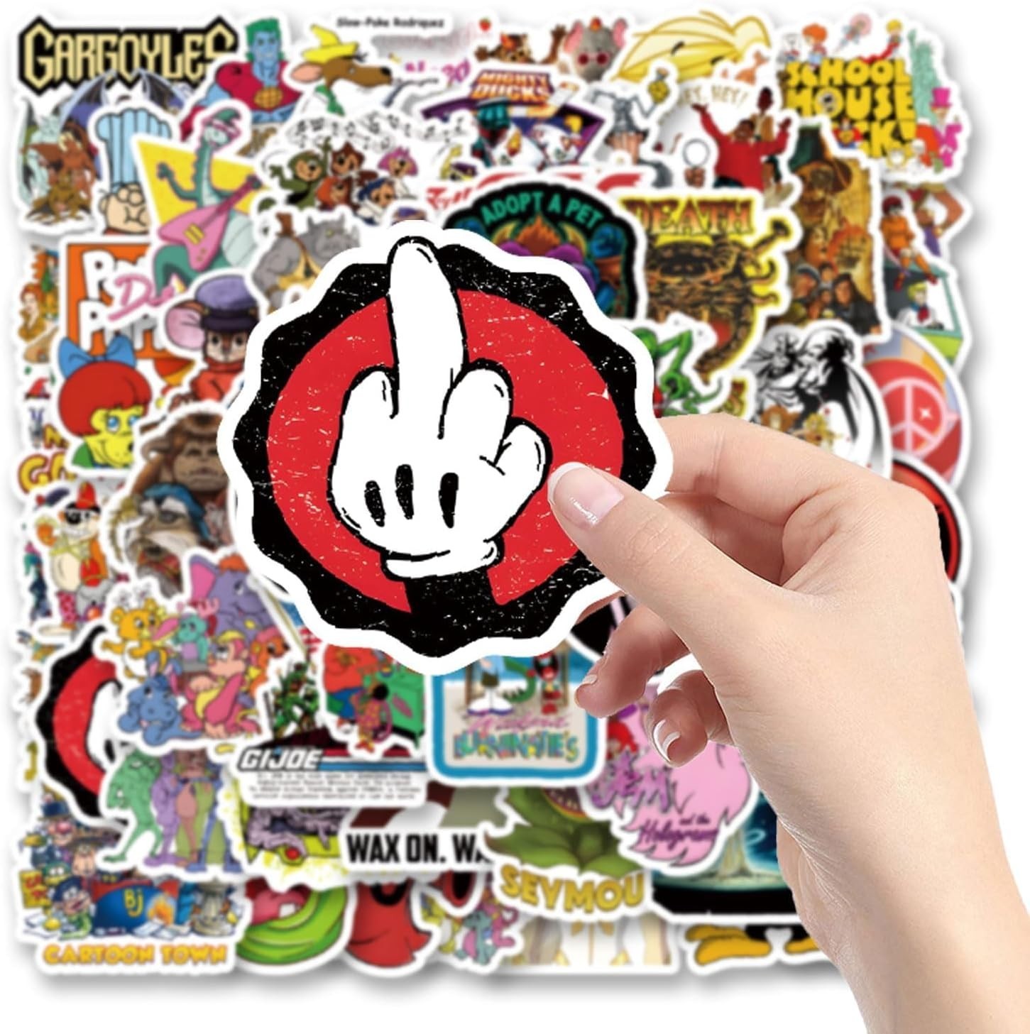 80s Cartoon Stickers Pack – 63 Vinyl Decals for Kids and Teens&rsquo; Decor
