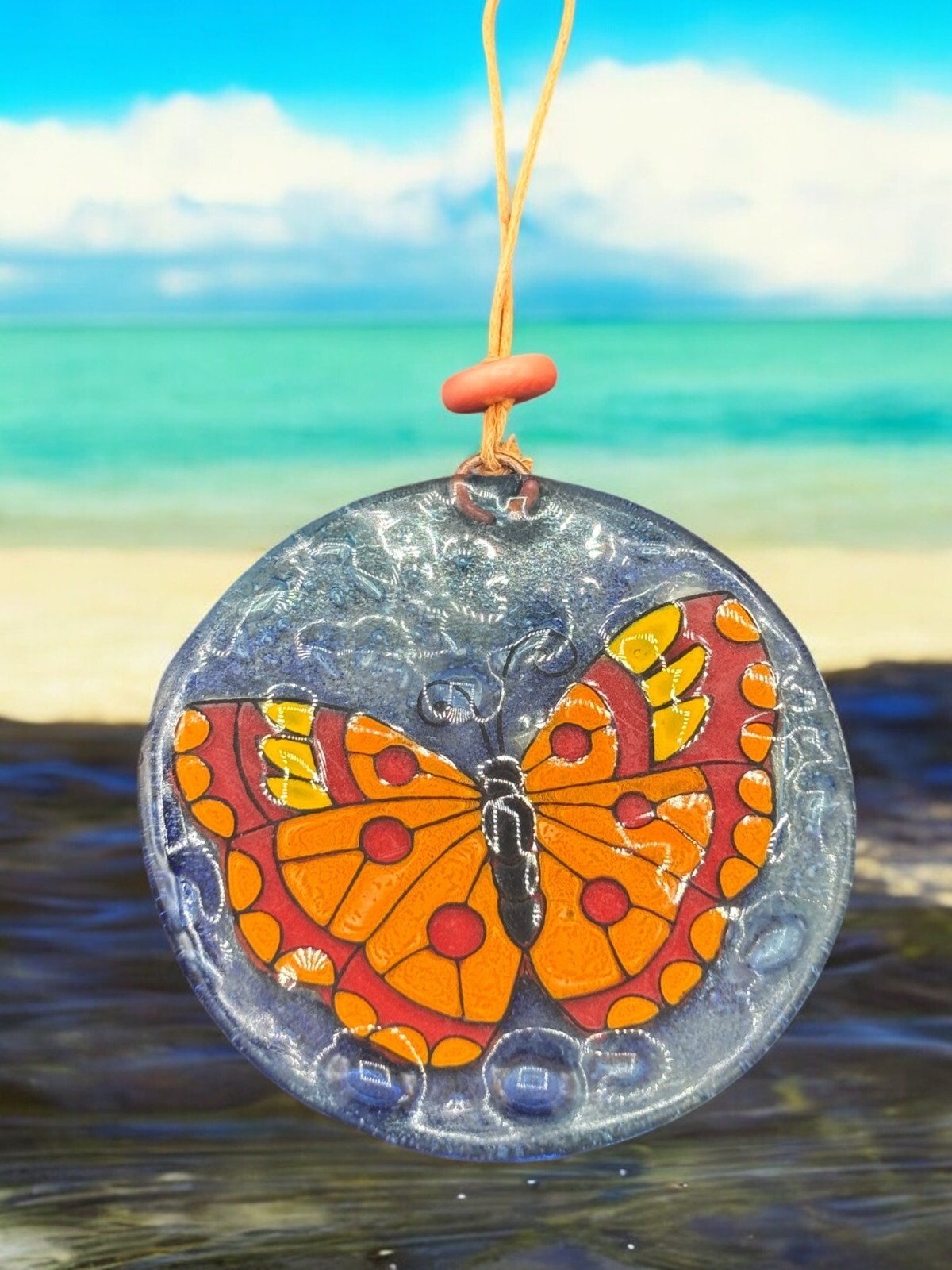 Butterfly Fused Glass Ornament, Suncatcher 2 5/8&Prime; Flat