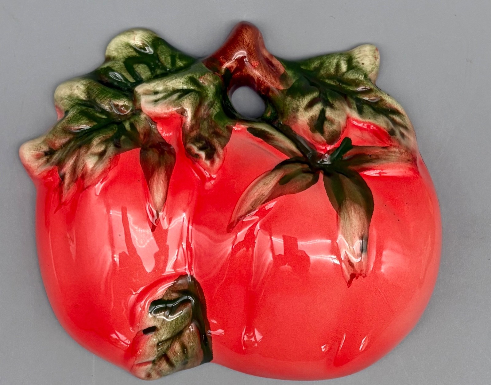 3 VTG Ceramic Glazed Fruit Vegetable 3D Kitchen Decor Wall Hanging Plaques MCM