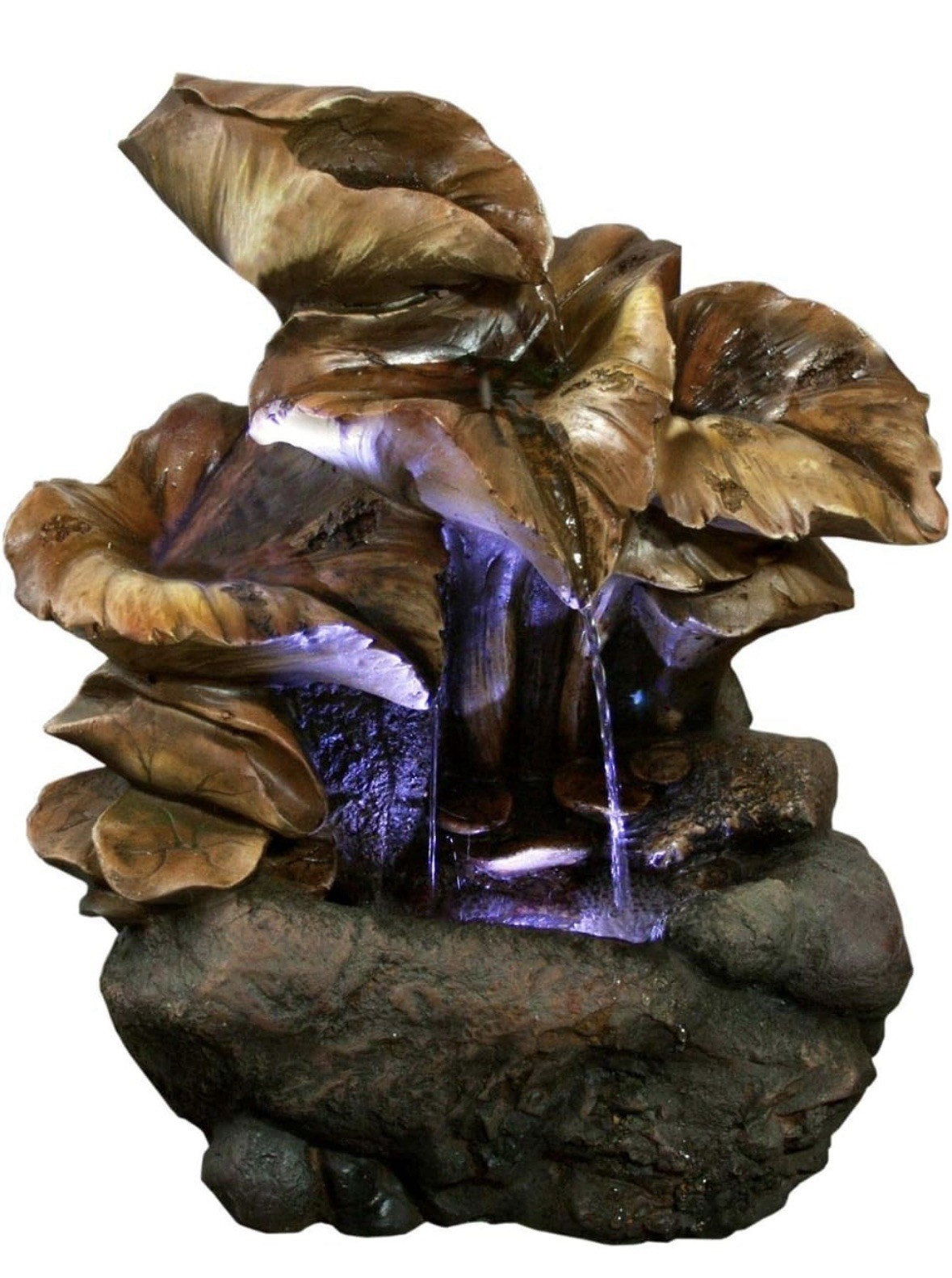 Hi-Line Gift Cascading Brown Leaves Led Lighted Fountain: 11”L x 10” W x 7” Deep