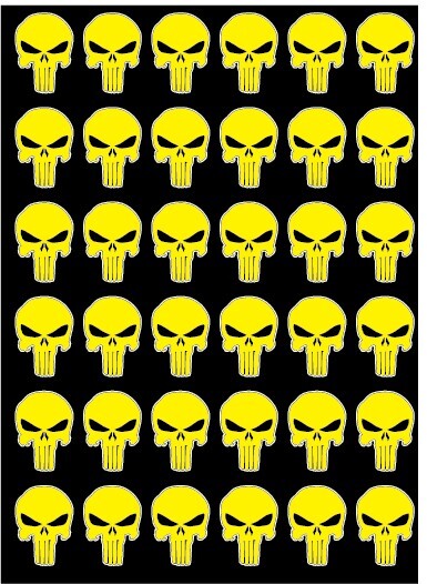 Yellow – 36 Punisher 1&Prime; High Vinyl Decals Phone Laptop Gun Helmet