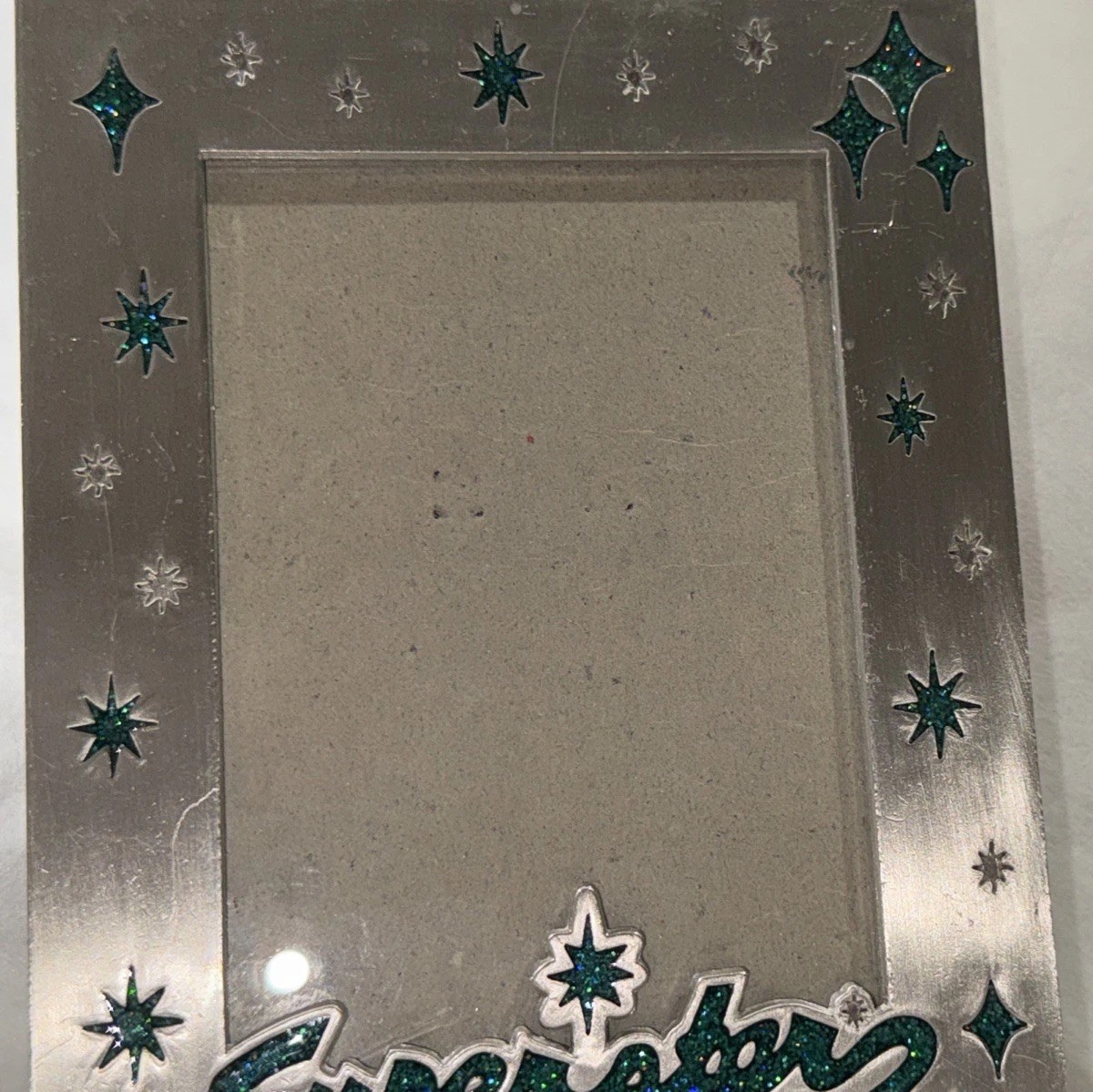 Millennium Silver 4.75×6 Picture Frame – Green “Superstar” & Stars 3.5×5 Photos