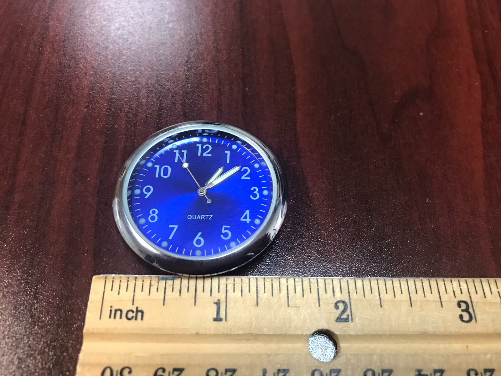 Mini Blue Dial Car Clock, Stick-On Quartz Clocks Fit For Dashboard/ Home/ Boat
