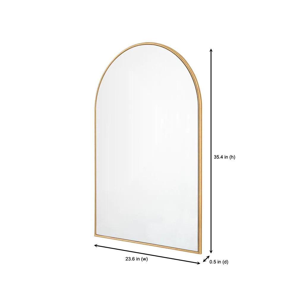 Medium Arched Gold Classic Accent Mirror Dome-shaped Design 35 in. H x 24 in. W