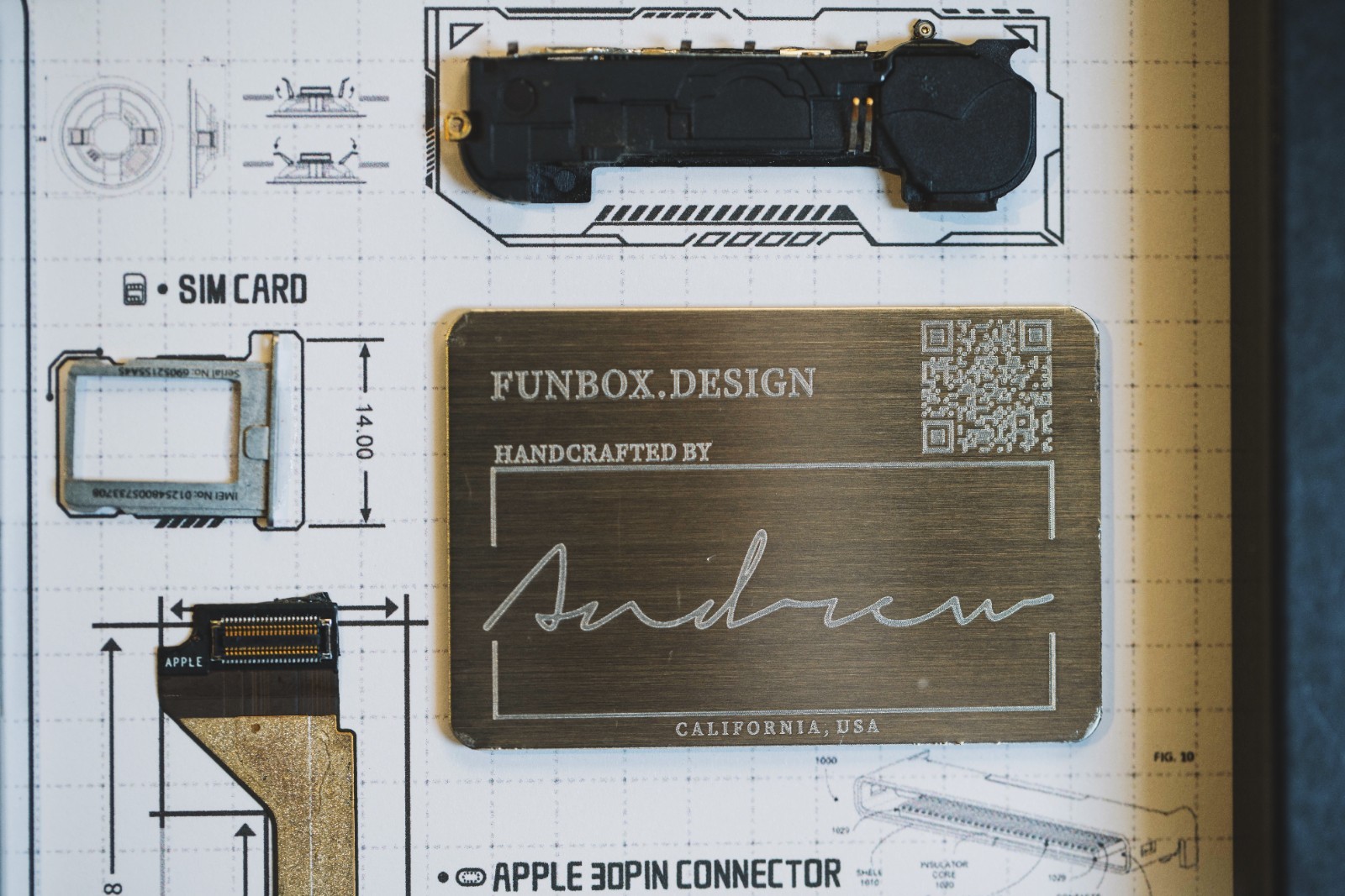 Disassembled iPhone 4 Teardown With Frame, Deconstructed iPhone Art Disassembly