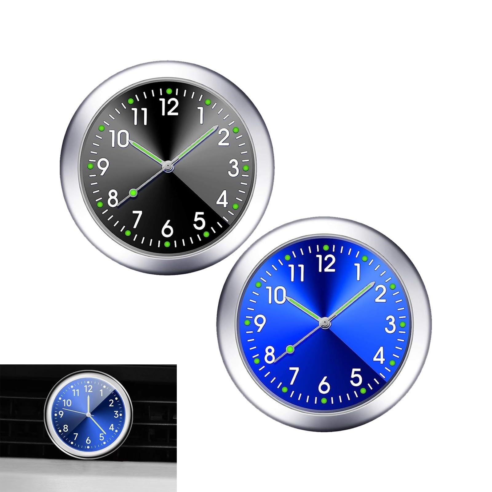 Mini reloj para coche para salpicadero, 3,8 cm (1,5 pulgadas), metal resistente