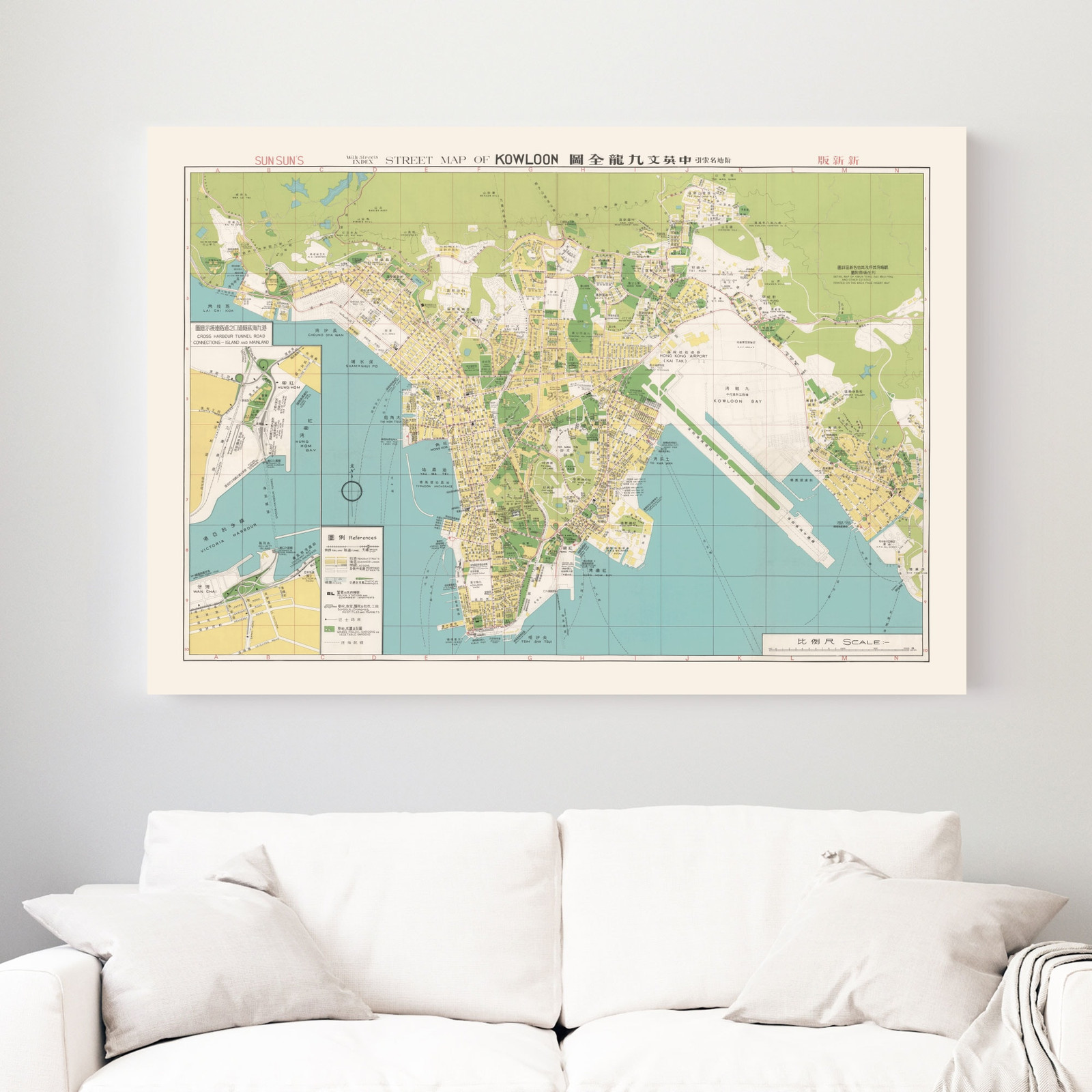 Old Map of Hong Kong 1974 – Vintage China Art Wall Decor Pri