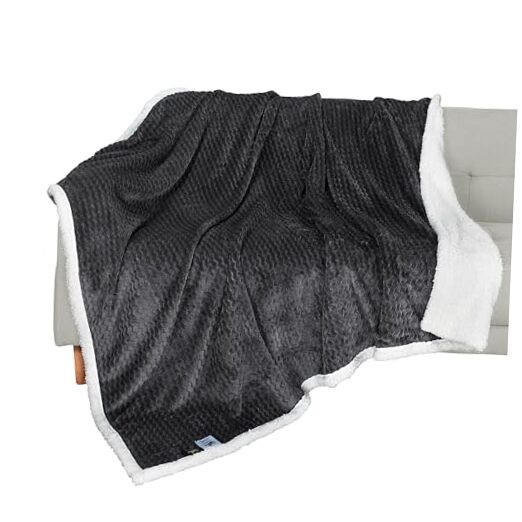 Sherpa Throws Blanket, Super Soft Comfy Fluffy Sherpa Throw (50×60 Inch) Black