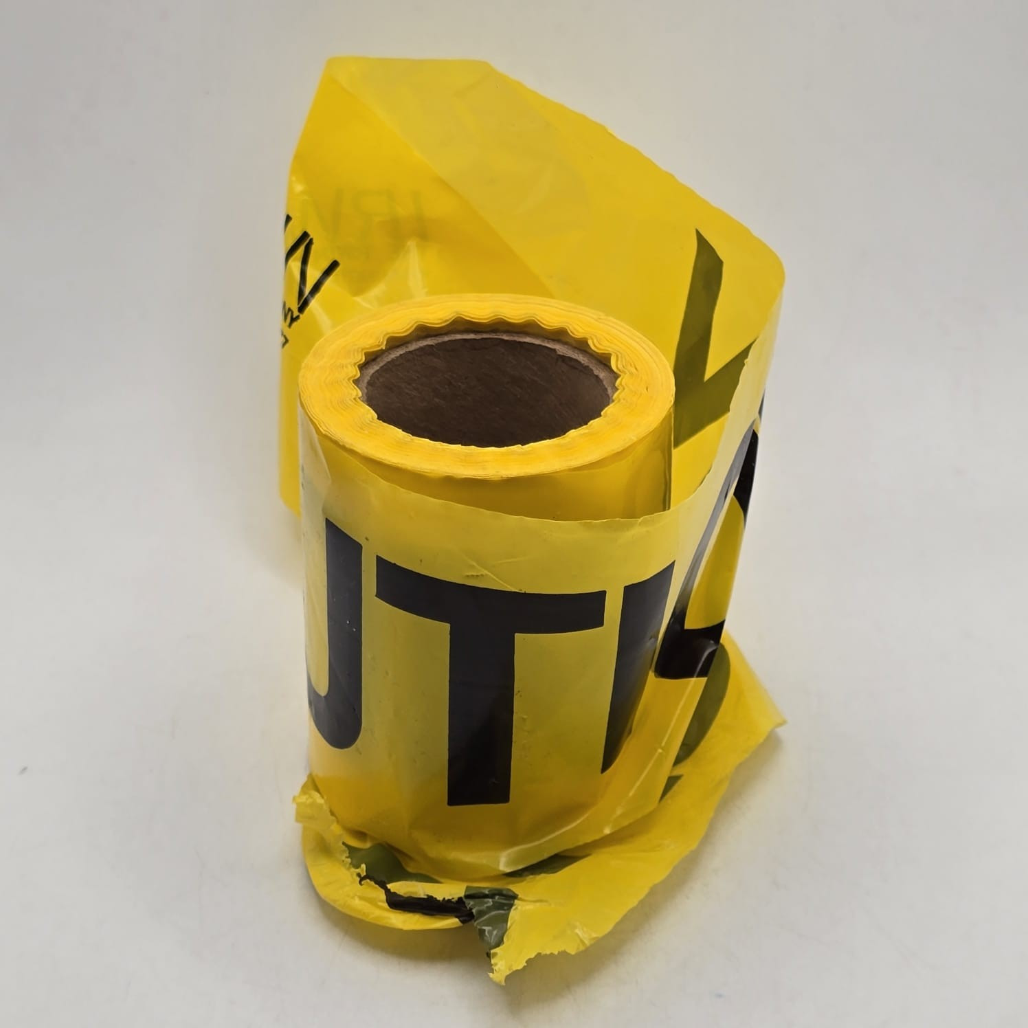 Caution Tape 3&Prime;W Half Used Unknown Length Halloween Decoration Plastic Vintage