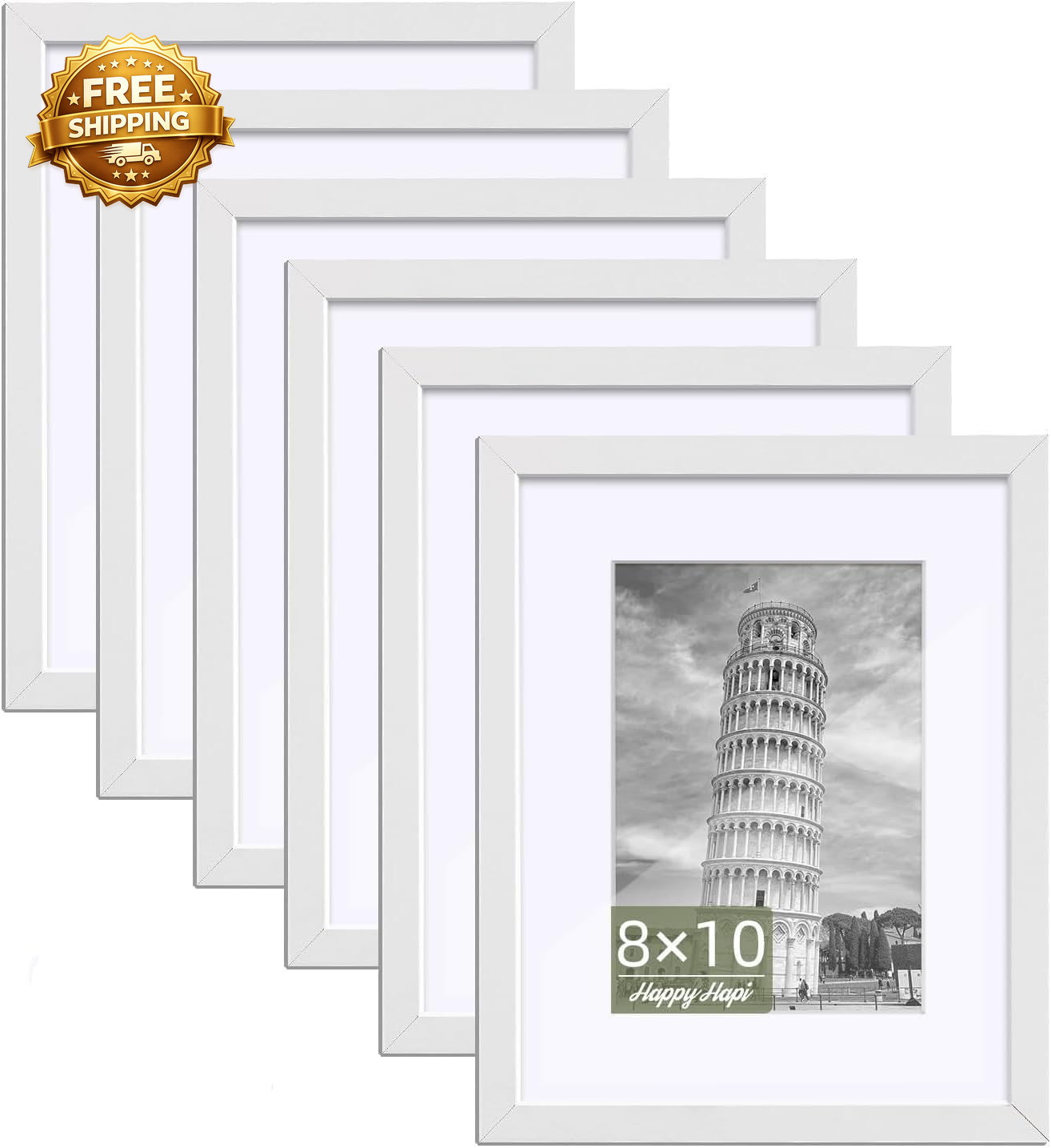 8 10 Picture Frame Set of 6 White Picture Frame Display Pictures 5 7 with Mat