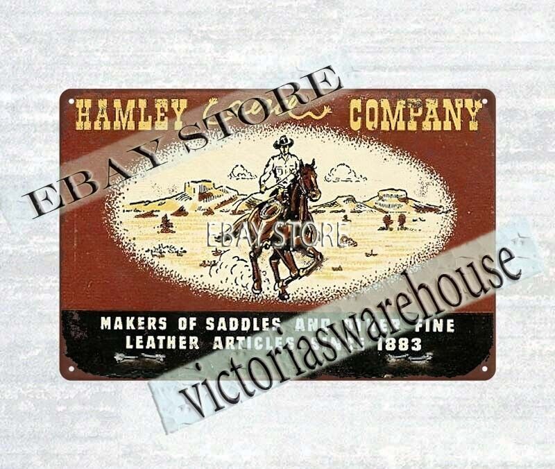 Hamley Company Pendleton Oregon Saddles Leather cowboy metal tin sign