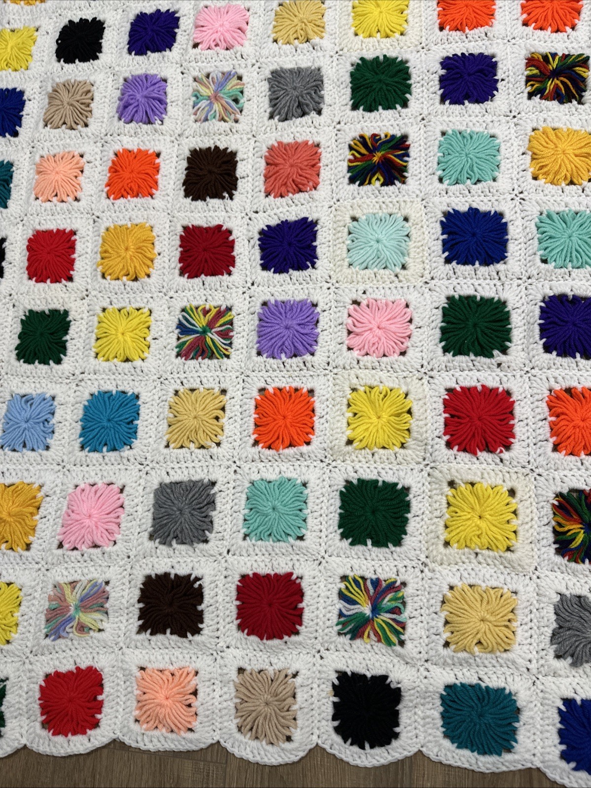Handmade Granny Square Crochet Afghan Throw Blanket 62”x66” Multicolor Vintage