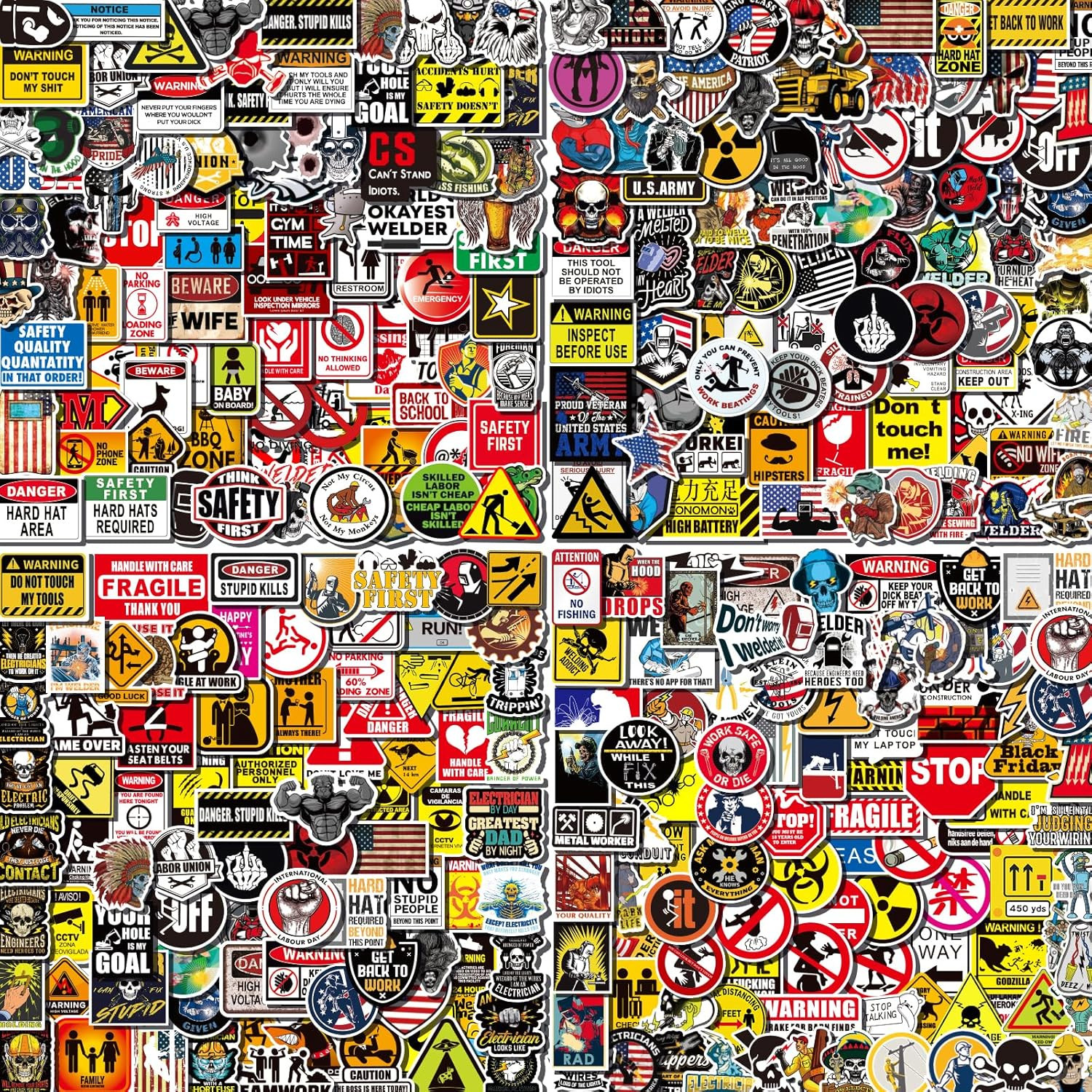Arme 400 Pcs Hard Hat Stickers, Welding Stickers for Men&Adults Helmet, 100% Vin