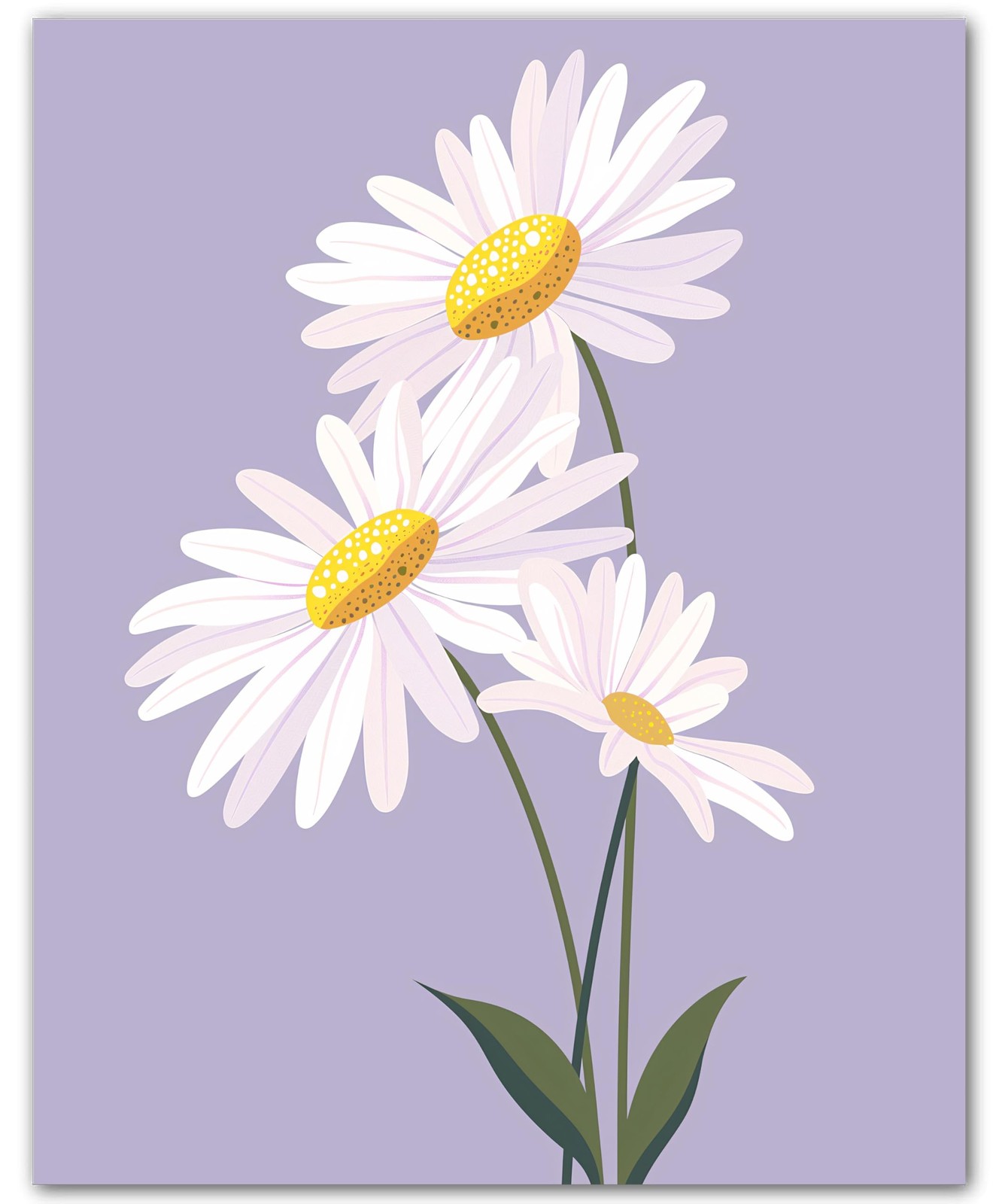 Botanical Lavender Daisy Cluster Daisy Flower 8×10 Floral Print Wall Art Poster