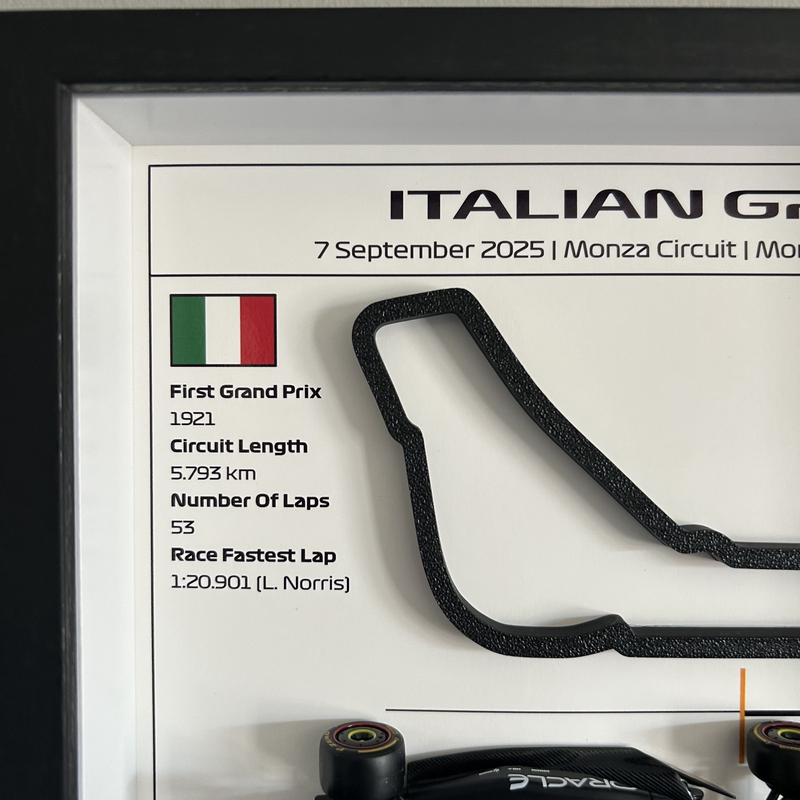 Formula 1 3D Framed Wall Art – Max Verstappen Monza 2025 Winner Display