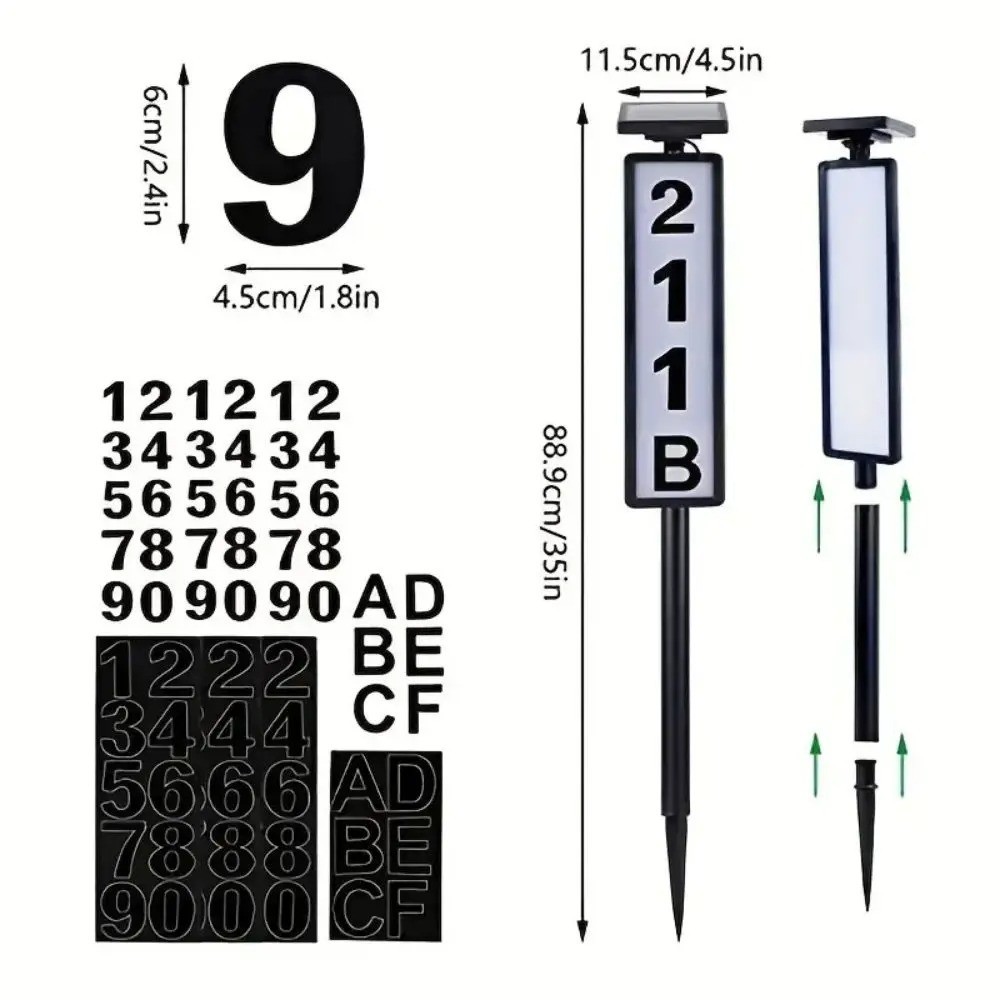 1Pc Lighting House Number Light, Solar Address Sign Light with Stake,Solar Power