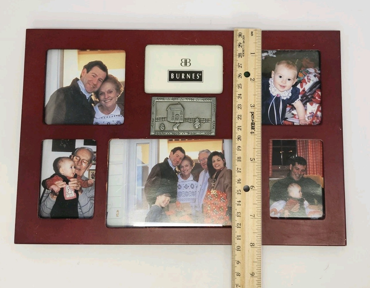1999 Burnes Of Boston Collage Wood Picture Frame Hanging Or Table Top 6 Slots