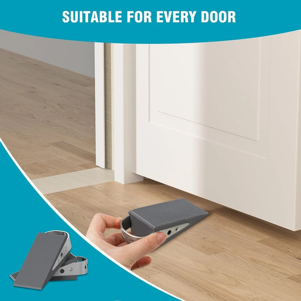 Rubber Door Stop, 2 Pack Premium Heavy Duty Non Slip Door Stopper Wedge, Non-Scr