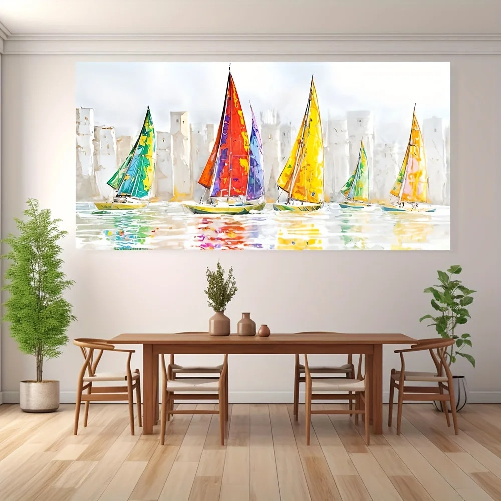 Abstract Sailboat Wall Art Canvas Print Canvas Painting Poster Home Decor Mural