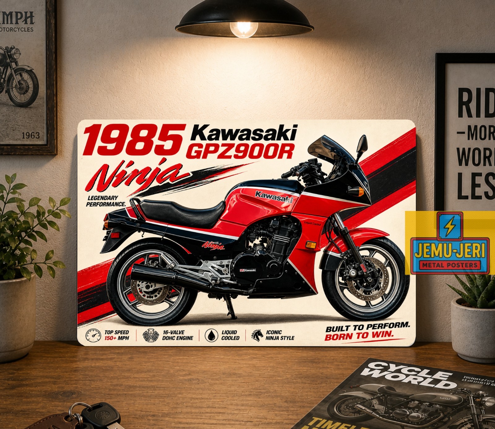 1985 Kawasaki GPZ900R Ninja Motorcycle Metal Poster 30x20cm Sign