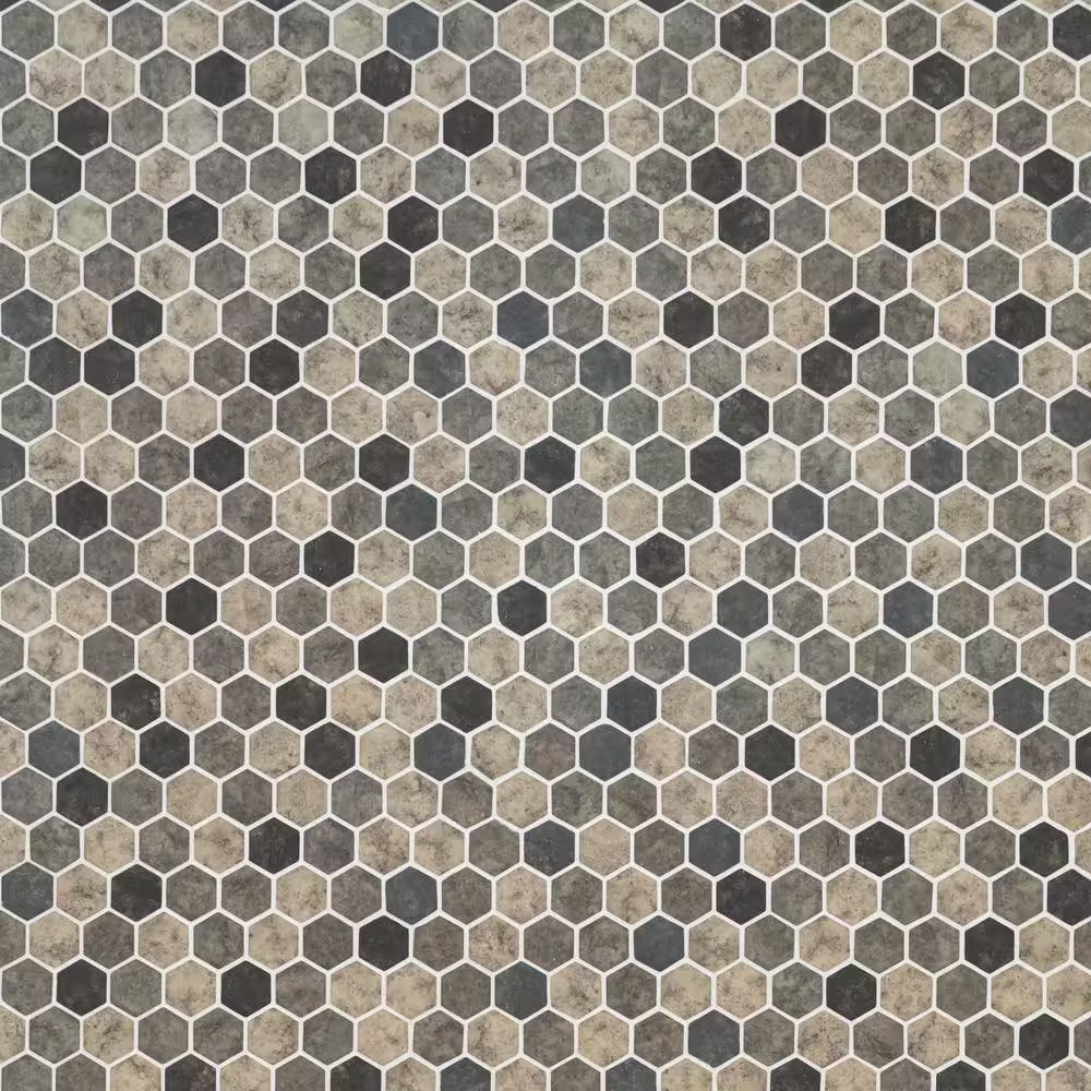 Urban Tapestry 2 In. Hexagon 12 In. X 12 In. X 0.24 In. Recycled Glass Mesh-Moun