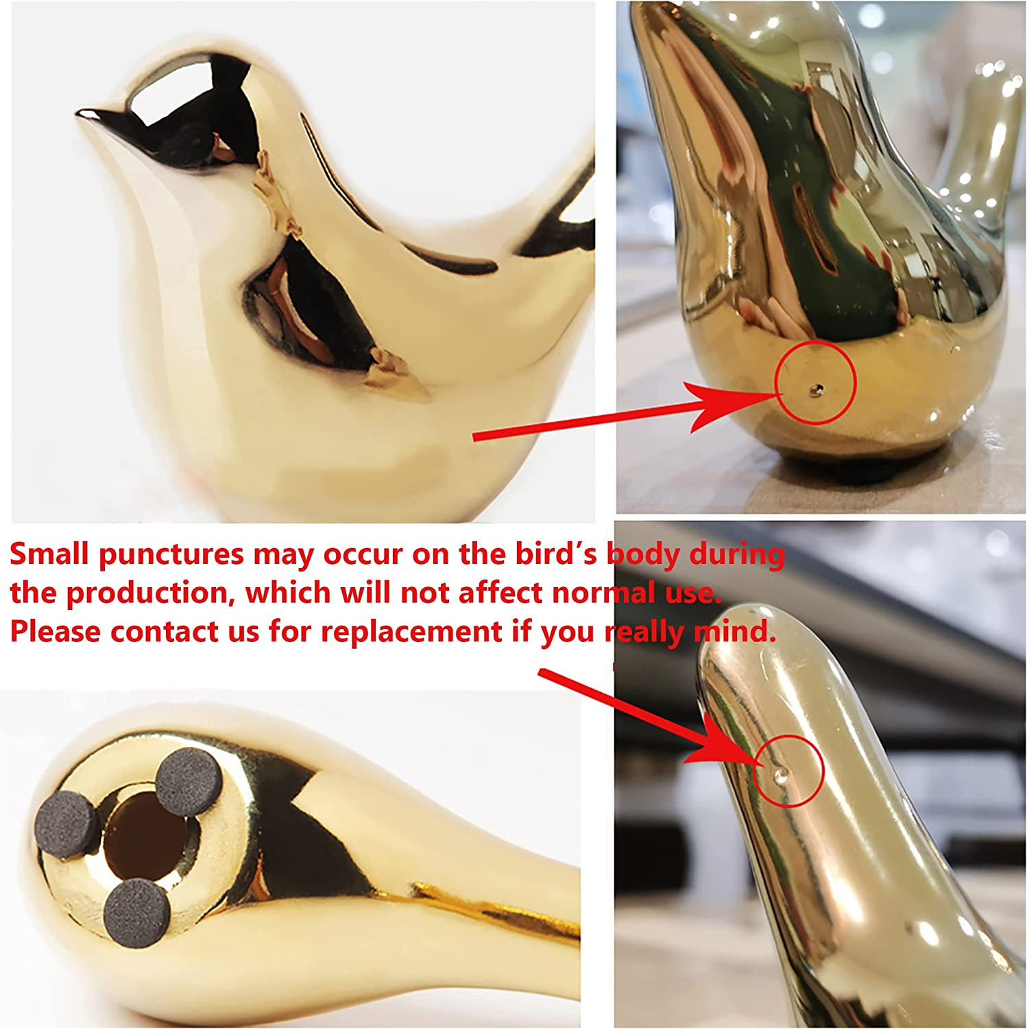 Small Birds Statues Gold Home Decor Modern Style Figurine Decorative Ornaments f