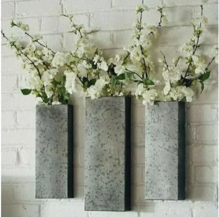Wall Vases Magnolia Home Joanna Gaines Galvanized zinc Metal Sconce Planter Set