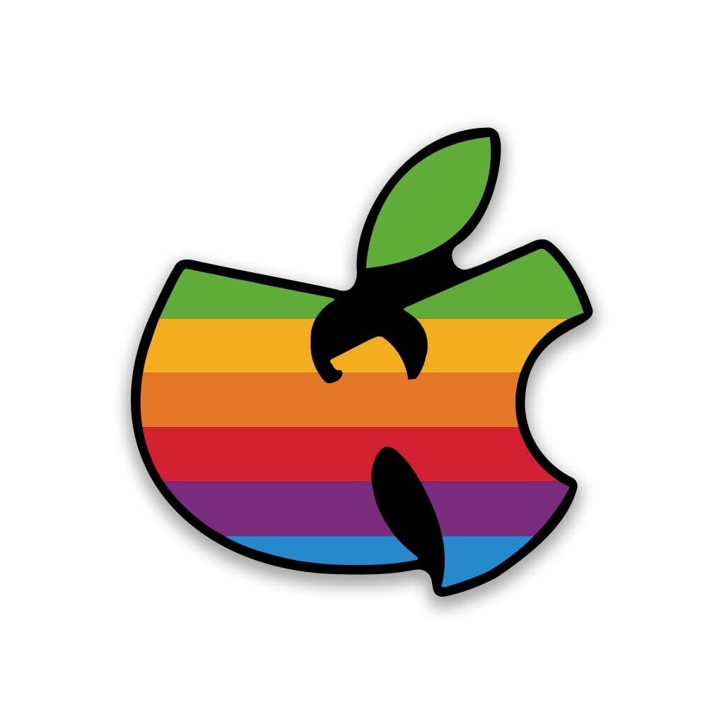 Wu-Tang Apple Sticker, Includes 2 Stickers, 3.5&Prime; Wide, Decal, Vinyl, Rainbow