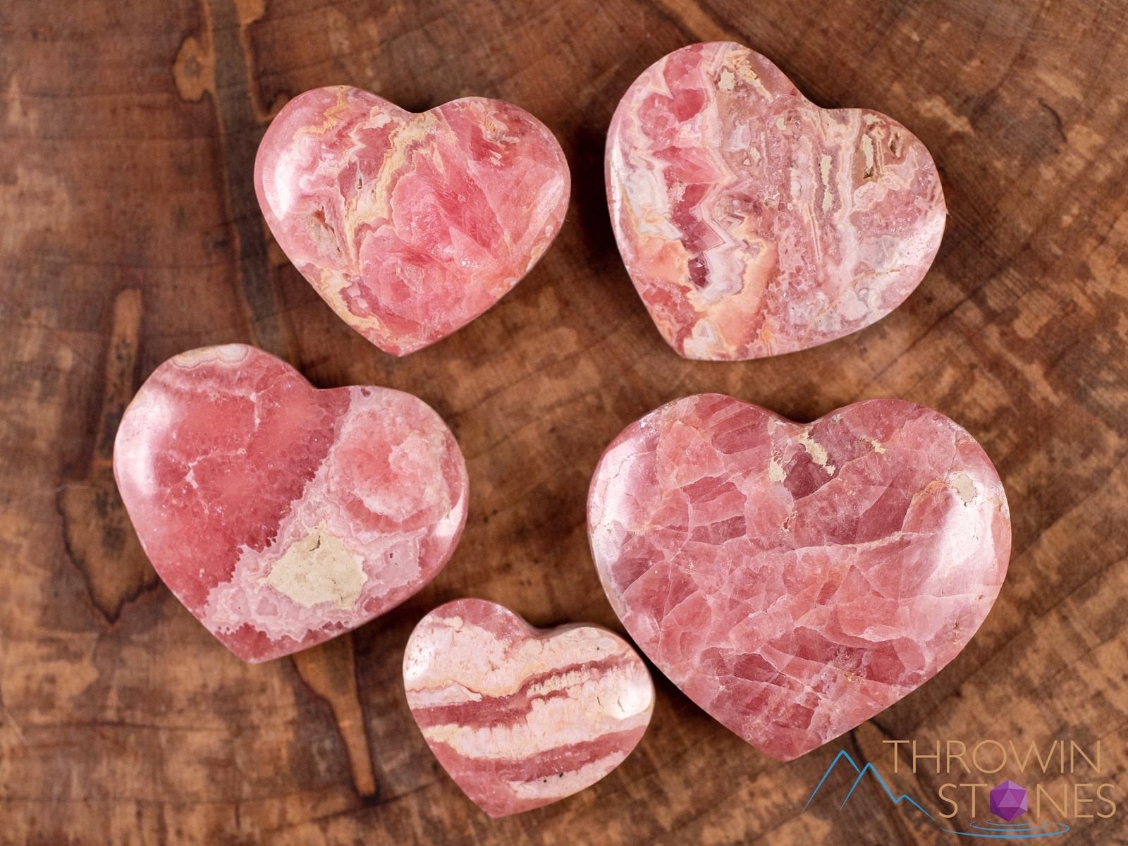 RHODOCHROSITE Crystal Heart, B Grade Pattered – Self Care, Healing Stones, E1947