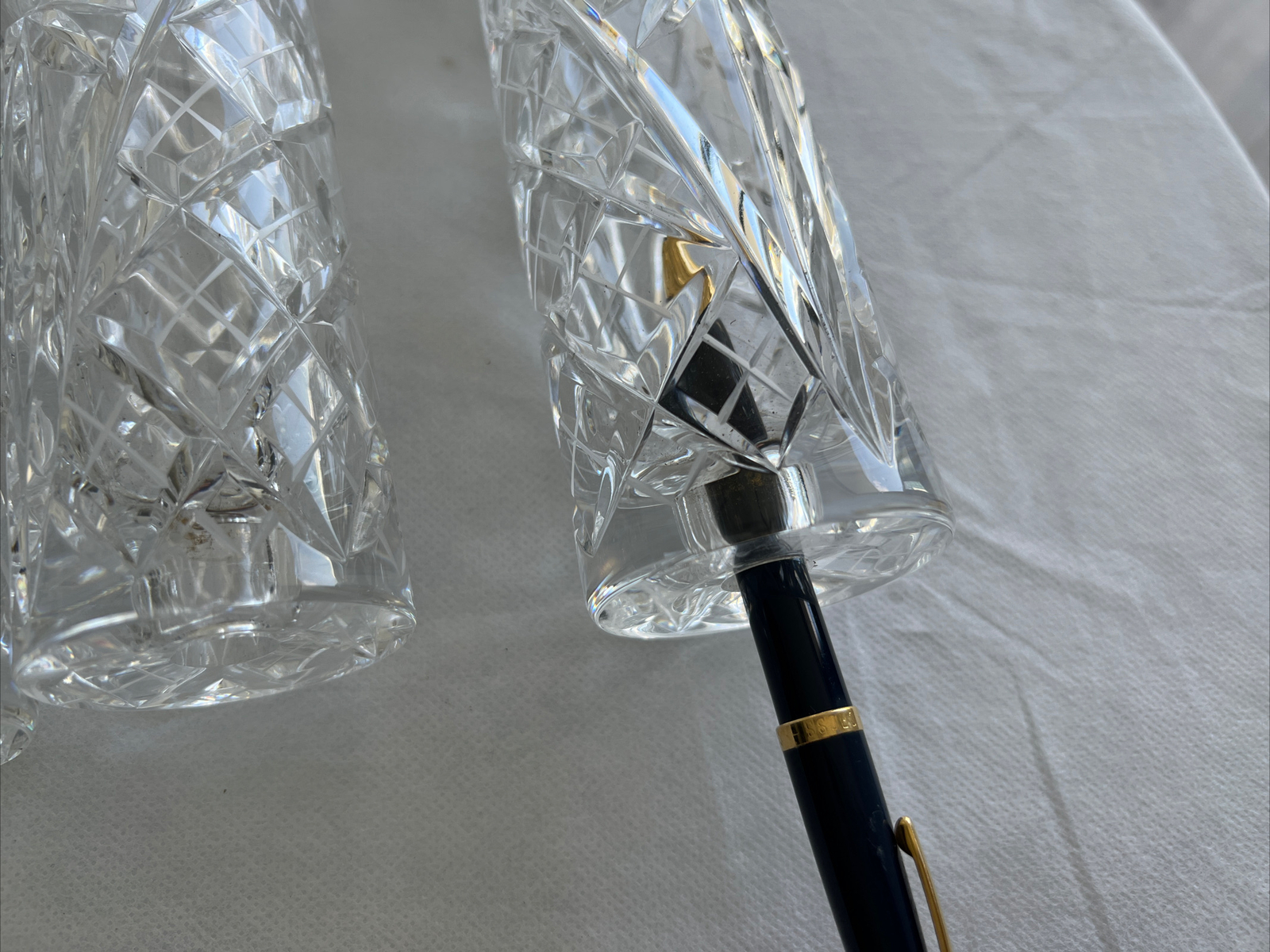 Vtg Bohemia Czech Republic 24% PbO Lead Crystal 10 1/8” Tall Set of Three (3)