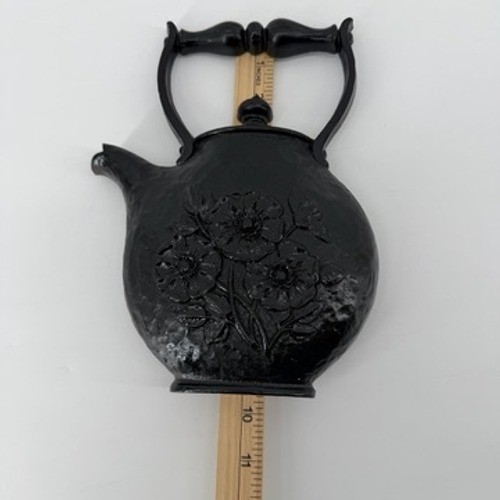Vintage Homco 7262 Black Teapot Wall Plaque Floral Kettle Decor 1972 USA Made