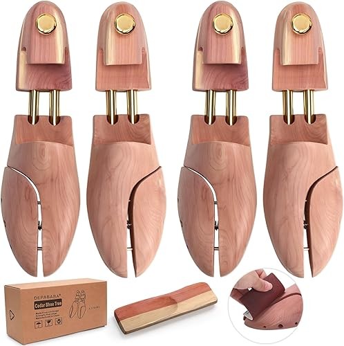Cedar Shoe Trees with Single Tube, Wooden Shoe Tree for Men 2 Pack, 7�14 Size Ce