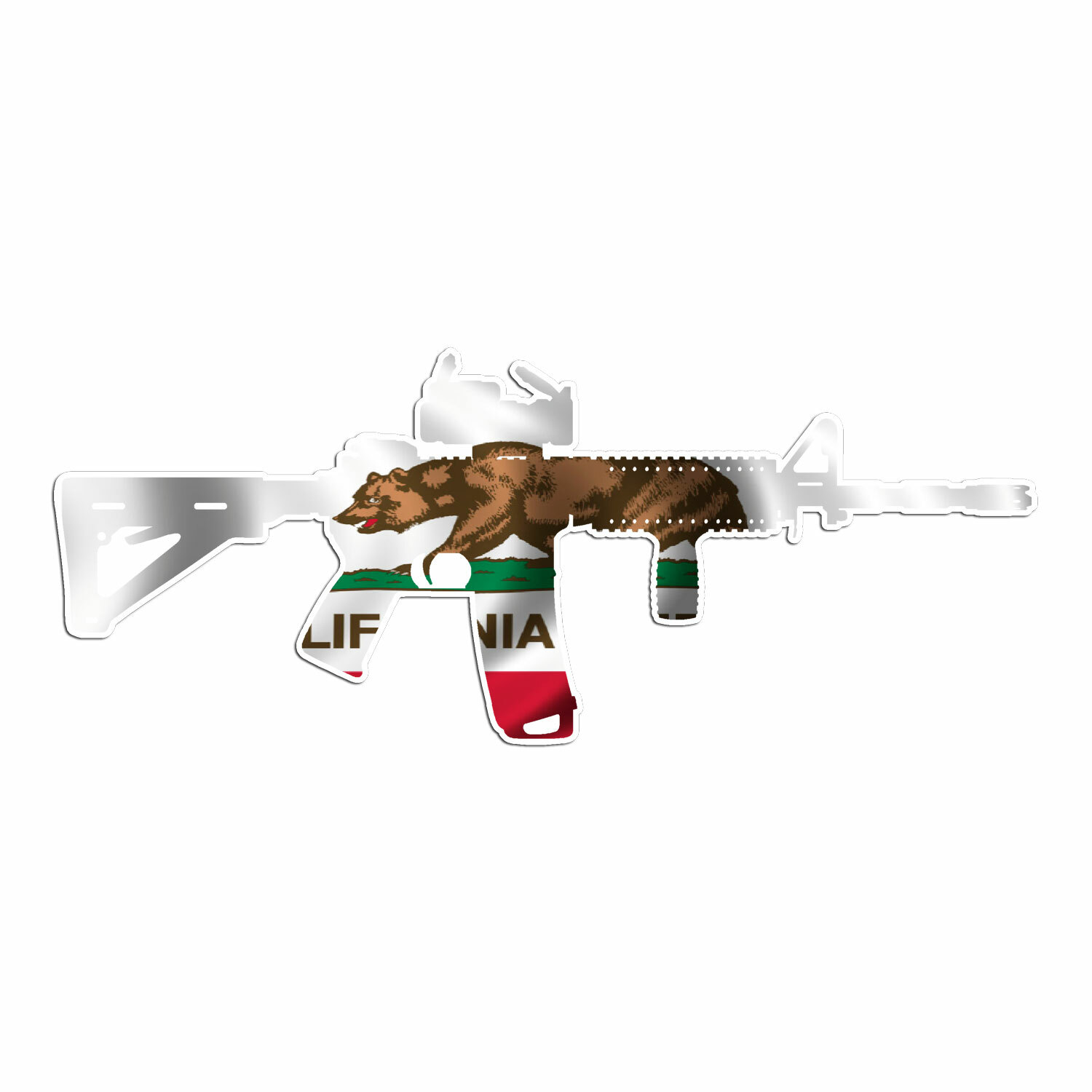 AR 15 Rifle Gun Firearm With Scope- California Flag – Vinyl Decal Sticker