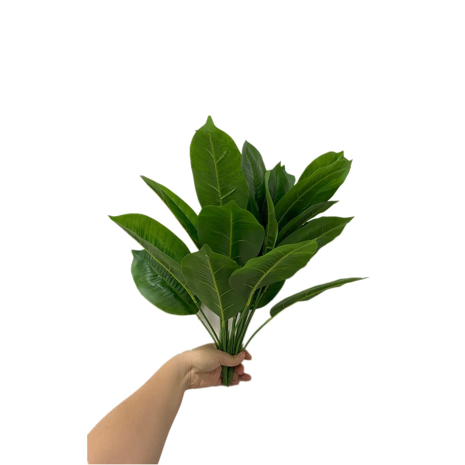2 Bunches Artificial Bird of Paradise Plants 18&Prime; Permanent Leaf,Tropical Leav…