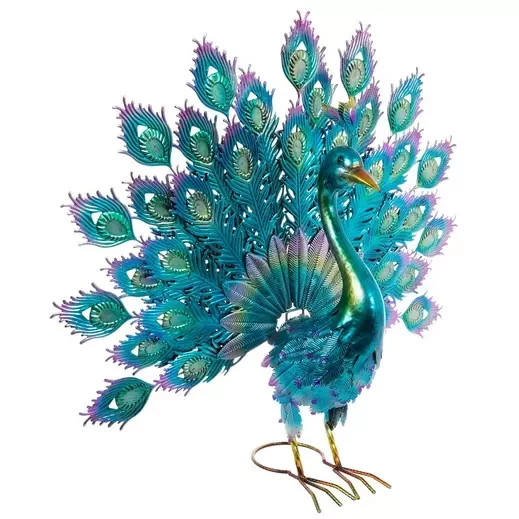 Peacock Statue Garden Decor Metal Peacock Yard Art Lawn Decor Outdoor Sculpture
