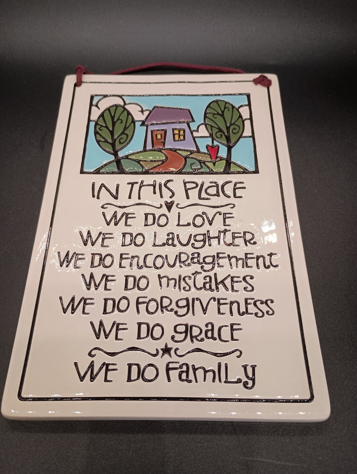 The Spooner&rsquo;s Creek Ceramic Handcrafted Plaque In This Place 4.75&Prime; x 7&Prime; Family
