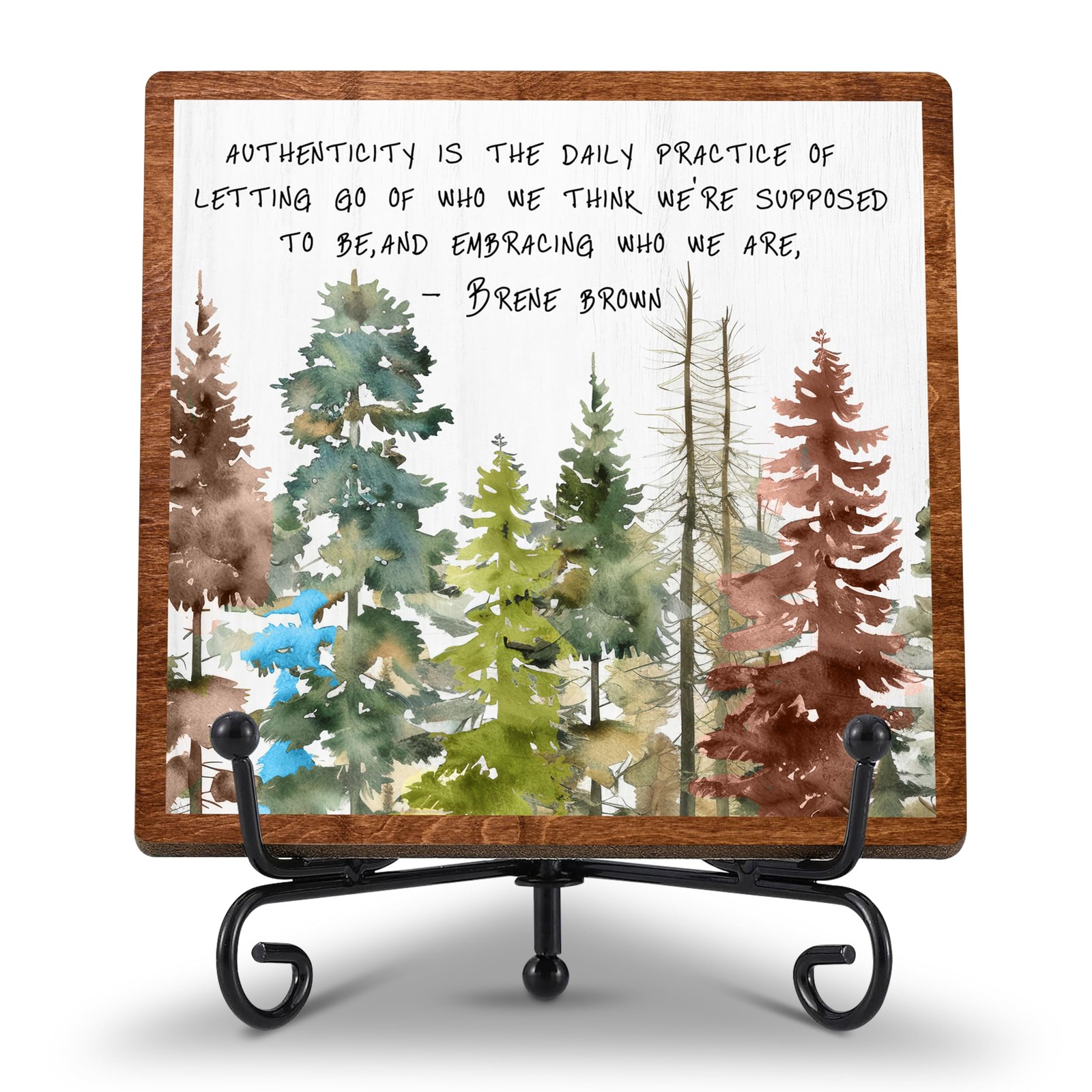 Fbitey Authenticity Quote By Brene Brown, Watercolor 5 x 5 inches, Multicolor