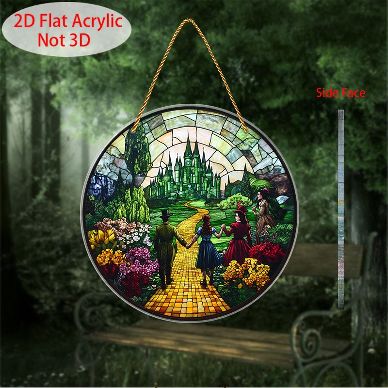 Acrylic Wizard of Oz Yellow Brick Road Sun Catcher Fantasy Window Hanging Decor