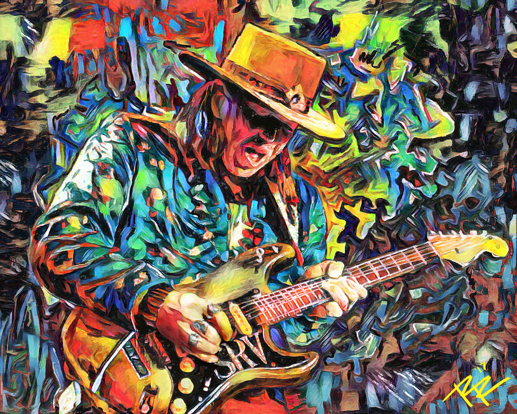 Stevie Ray Vaughan Art Print, Blues Canvas, SRV Painting Print