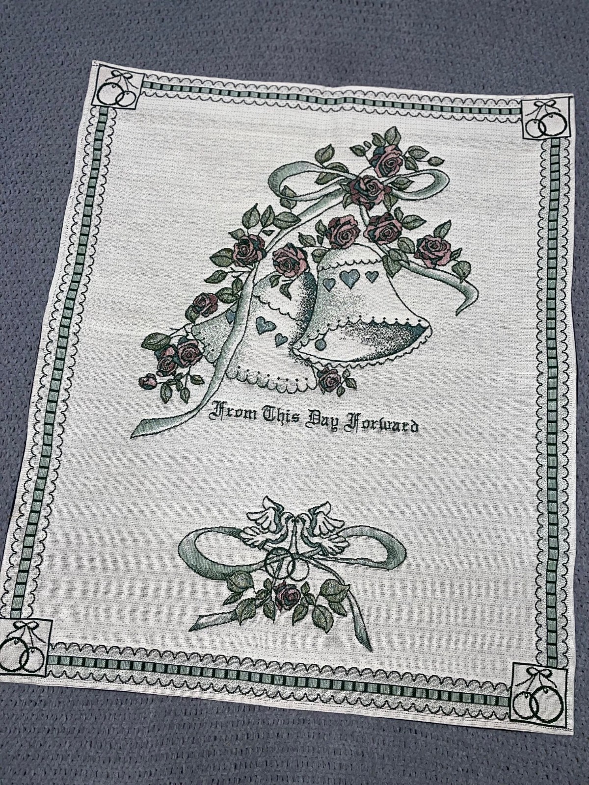 Pure Country Weavers Matrimony Green Wall Tapestry 100% Cotton Wedding 30.5&Prime;x25&Prime;