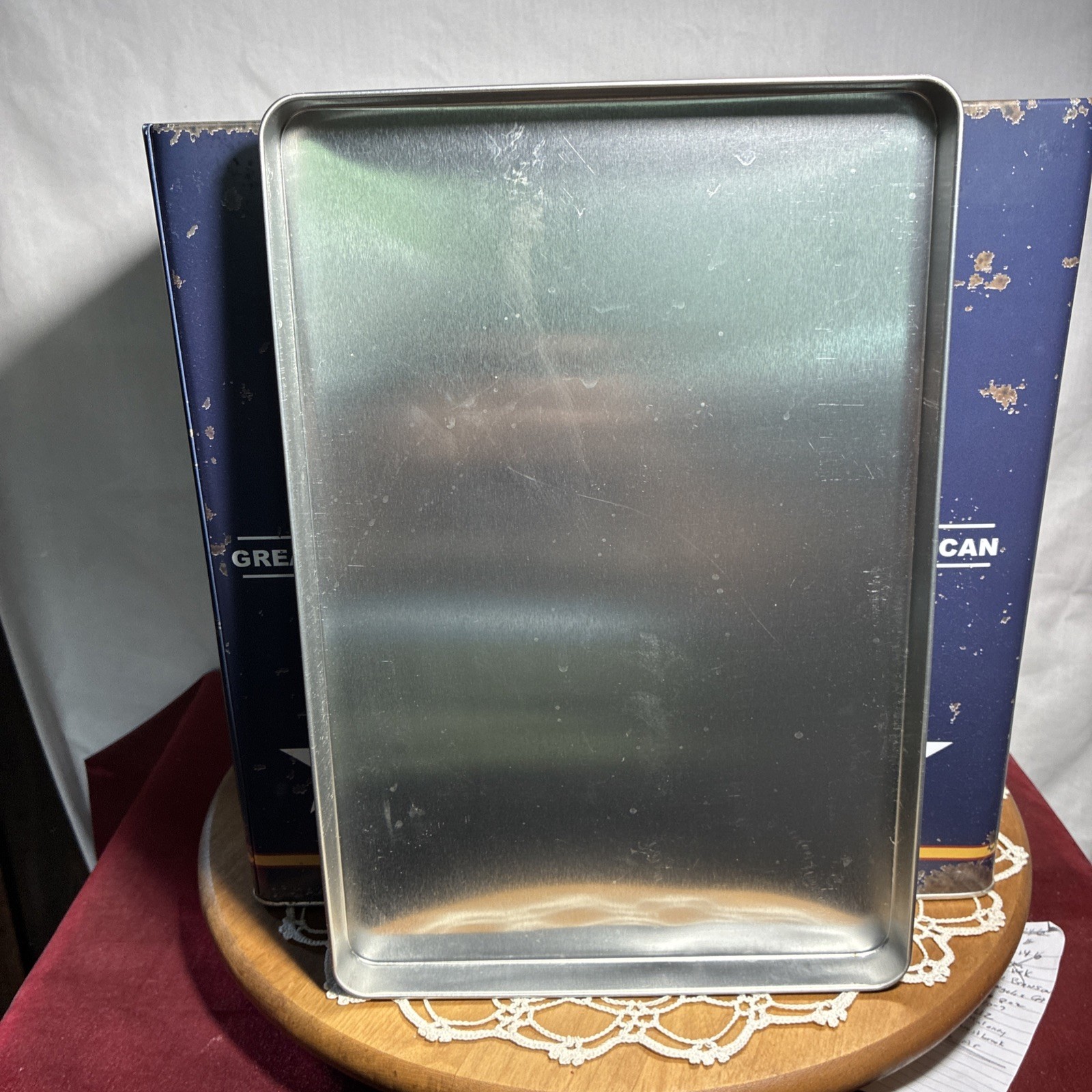 Large Memorial Day American Flag Eagle Tobacco Home Decor Tin Can Box Man Cave