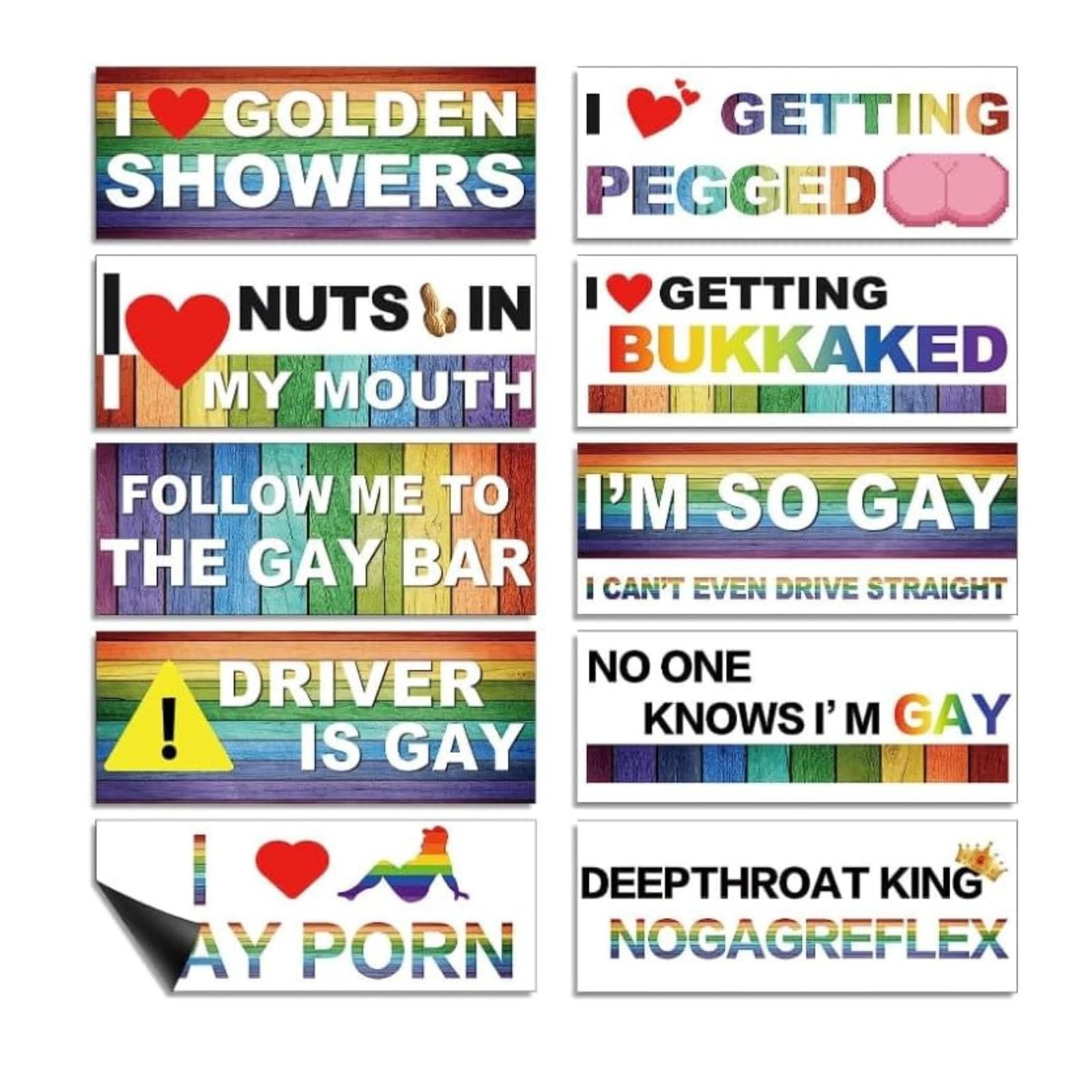 10-Pack LGBT Magnetic Bumper Stickers for Cars Computers Motorcycles