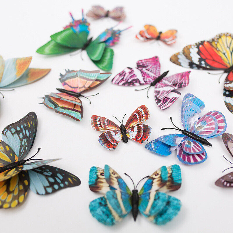 12pcs 3D Glow in The Dark Butterfly Stickers Decal Wall Decals Home Decor Magnet